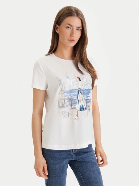 DKNY T-Shirt P61MPWNA Biały Regular Fit. Białe t-shirty damskie DKNY, xs, bez wzorów, z bawełny, bez kołnierzyka. Za 229.99 zł.