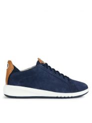 Geox Sneakersy D Aerantis D35HND 02285 C4169 Granatowy. Niebieskie obuwie sportowe damskie Geox, ze skóry, bez zapięcia. Za 459.99 zł.