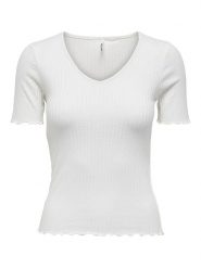 JDY Koszulka w kolorze białym rozmiar: XL. Białe bluzki damskie JDY, xl, bez wzorów, prążkowane, bez kołnierzyka, bez ramiączek. Za 50.95 zł.