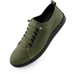 Damskie skórzane sneakersy Nell M6019 - Ciemna oliwka, rozmiar 40. Zielone obuwie sportowe damskie GLENMUIR, ze skóry, bez zapięcia. Za 327.99 zł.