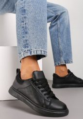 Czarne Sznurowane Sneakersy Vilimea. Czarne obuwie sportowe damskie Renee, bez zapięcia. Za 49.99 zł.