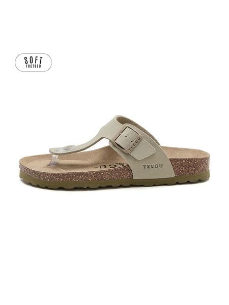 Teegu Japonki w kolorze khaki rozmiar: 41. Brązowe klapki damskie teegu, bez wzorów, z otwartym noskiem, bez obcasa, bez zapięcia. Za 147.65 zł.