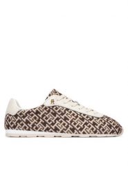 Tommy Hilfiger Sneakersy Bella Monogram Sneaker FW0FW09523 Brązowy. Brązowe obuwie sportowe damskie Tommy Hilfiger, z materiału, bez zapięcia. Za 449.99 zł.