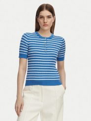 Tommy Hilfiger Sweter WW0WW49613 Niebieski Slim Fit. Niebieskie swetry klasyczne damskie Tommy Hilfiger, s, z bawełny, bez kołnierzyka. Za 529.99 zł.