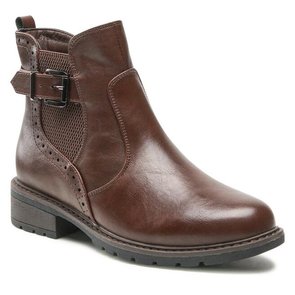 Botki Clara Barson. Brązowe botki damskie Clara Barson, bez obcasa, na płaskiej podeszwie, bez zapięcia. Za 149.99 zł.