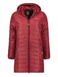 Geographical Norway Płaszcz pikowany "Atika" w kolorze bordowym rozmiar: XL. Czerwone płaszcze damskie Geographical Norway, xl, z aplikacjami, bez kaptura. Za 188.40 zł.