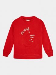 Guess Bluza K3BQ00 KAD74 Czerwony Regular Fit. Czerwone bluzy dziewczęce Guess, z aplikacjami, z bawełny, bez ramiączek, bez kaptura. Za 109.99 zł.