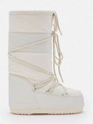 Moon Boot Kozaki zimowe "Icon" w kolorze kremowym rozmiar: 35/38. Brązowe kozaki damskie Moon Boot, na zimę, z materiału, bez obcasa, bez zapięcia. Za 522.14 zł.