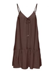 ONLY Sukienka letnia Misara 15373962 Brązowy ciemny Regular Fit. Brązowe sukienki damskie Only, bez wzorów, z wiskozy, bez ramiączek. Za 149.99 zł.