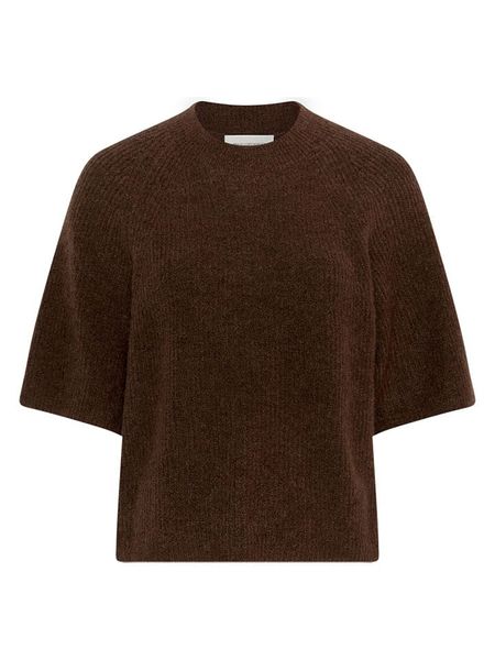 MOSS COPENHAGEN Sweter "Milania" w kolorze ciemnobrązowym rozmiar: XS/S. Brązowe swetry klasyczne damskie Moss Copenhagen, s, z poliamidu, bez kołnierzyka. Za 174.84 zł.