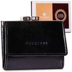 Portfel skórzany Peterson PTN RD-25-GCL czarny. Czarne portfele damskie Peterson, bez wzorów. Za 51.99 zł.