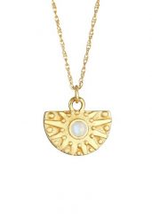 Elli PREMIUM Damski słoneczny wisiorek Moneta Vintage Trend z kamienia księżycowego w pozłacanym srebrze 925 Sterling Silver Naszyjniki 1 ct. Szare naszyjniki damskie Elli PREMIUM, z kamieniem księżycowym, pozłacane. Za 279.64 zł.