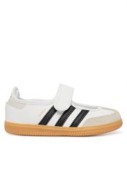 Adidas Baleriny Samba Jane LA3701 Biały. Białe baleriny dziewczęce Adidas, bez wzorów, ze skóry, bez obcasa, bez zapięcia. Za 239.99 zł.