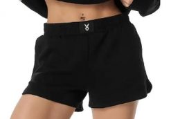 Spodenki treningowe damskie Cardio Bunny. Czarne spodenki sportowe damskie Cardio Bunny, l, bez wzorów, z materiału, na fitness i siłownię. Za 72.99 zł.