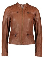 HIS Skórzana kurtka w kolorze karmelowym rozmiar: 40. Brązowe kurtki damskie HIS, bez wzorów, ze skóry, bez kaptura. Za 478.99 zł.