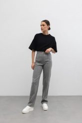 Eleganckie WEŁNIANE spodnie w kolorze SZARYM -VEZELAY-XL. Szare spodnie materiałowe damskie Marsala, bez wzorów, z elastanu. W wyprzedaży za 131.97 zł.