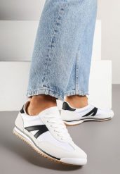 Białe Sneakersy Klasyczne Tenisówki Zdobione Przeszyciami Bortewi. Białe obuwie sportowe damskie Renee, z jeansu, bez zapięcia, tenisowe. Za 74.99 zł.