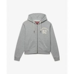 Damska bluza z kapturem zapinana na zamek Superdry Athletic Essential. Szare bluzy damskie Superdry, xs, bez wzorów, z dzianiny, z kapturem. Za 364.65 zł.