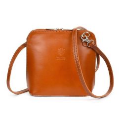 Camelowa Vera Pelle mała torebka listonoszka skórzana K03. Brązowe torby na laptopa bez wzorów, ze skóry. Za 109.99 zł.