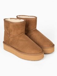 Blackfield Botki zimowe "Princesse" w kolorze jasnobrązowym rozmiar: 38. Brązowe botki damskie Blackfield, na zimę, z materiału, z okrągłym noskiem, bez obcasa, na platformie, bez zapięcia. Za 174.84 zł.