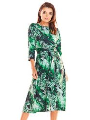 Awama Sukienka w kolorze zielonym ze wzorem rozmiar: XL. Zielone sukienki damskie Awama, bez wzorów, bez ramiączek. Za 77.99 zł.