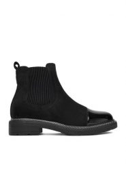 DeeZee Sztyblety HX24028-1 Czarny. Czarne botki damskie DeeZee, z materiału, bez obcasa, na płaskiej podeszwie, bez zapięcia. Za 179.99 zł.