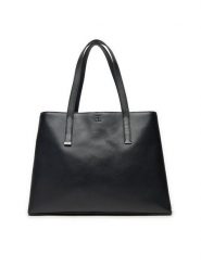 Calvin Klein Torebka Ck Plaque Medium Shopper K60K612782 Czarny. Czarne shopper bag Calvin Klein, bez wzorów, ze skóry, bez dodatków. Za 439.99 zł.