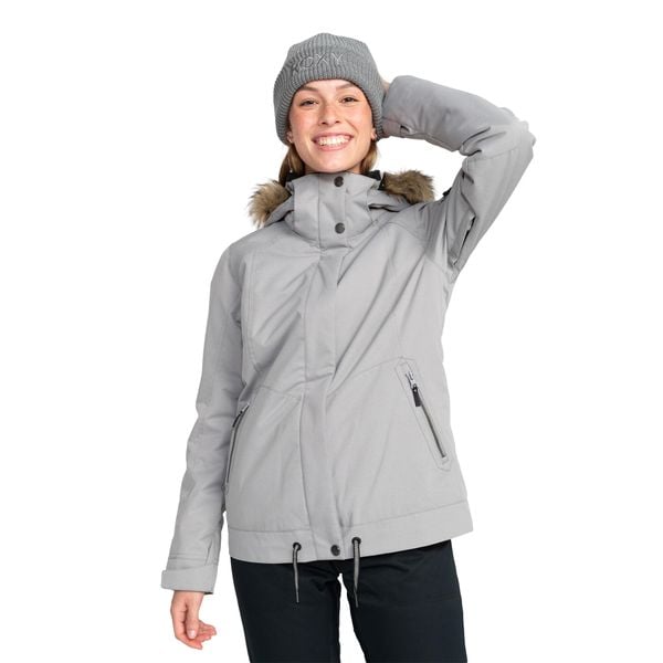 Kurtka snowboardowa damska ROXY Meade. Szare kurtki damskie Roxy, na jesień, m, bez wzorów, z materiału, z kapturem. Za 559.99 zł.