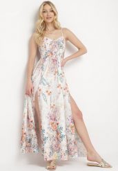 Biała Sukienka Megeusa. Białe sukienki damskie Born2be, bez wzorów, bez ramiączek. Za 229.99 zł.