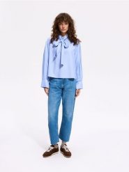 Jeansy straight cropped - niebieski. Niebieskie jeansy damskie Reserved. Za 119.99 zł.