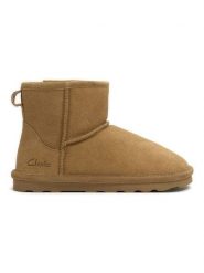 Clarks Skórzane botki zimowe w kolorze jasnobrązowym rozmiar: 37. Brązowe botki damskie Clarks, na zimę, ze skóry, bez obcasa, bez zapięcia. Za 260.99 zł.