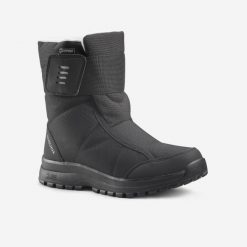 Buty turystyczne damskie śniegowce Quechua SH100 Warm wodoodporne. Czarne obuwie trekkingowe damskie QUECHUA, bez zapięcia. Za 149.99 zł.