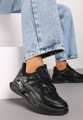 Czarne Sneakersy Atel. Czarne obuwie sportowe damskie Renee, z jeansu, przed kostkę, bez zapięcia. Za 89.99 zł.