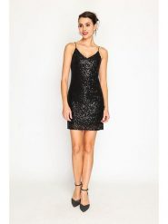 ASSUILI Sukienka w kolorze czarnym rozmiar: 36. Czarne sukienki damskie Assuili, bez wzorów, klasyczne, bez ramiączek. Za 118.84 zł.