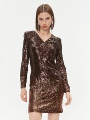 DKNY Sukienka codzienna DD3HZ942 Brązowy Regular Fit. Brązowe sukienki damskie DKNY, bez wzorów, z syntetyku, bez ramiączek. Za 799.99 zł.