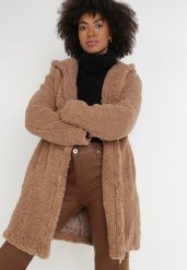 Brązowy Płaszcz Futrzany Abamis. Brązowe płaszcze damskie Born2be, l, bez wzorów, z futra. Za 69.99 zł.