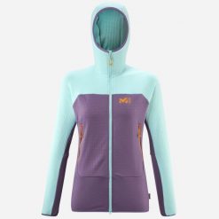 Bluza turystyczna damska Millet Fusion Grid Hoodie W. Fioletowe bluzy damskie Millet, l, bez wzorów, bez kaptura. Za 729.00 zł.
