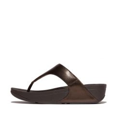Sandały damskie z skórzanym noskiem FitFlop Lulu. Brązowe sandały damskie FIT FLOP, bez wzorów, ze skóry, bez obcasa, bez zapięcia. Za 452.50 zł.