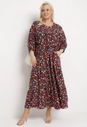 Czarno-Czerwona Wiskozowa Sukienka z Rękawami 3/4 w Kwiecisty Print Trestella. Czarne sukienki damskie Born2be, bez wzorów, z materiału, bez ramiączek. W wyprzedaży za 84.99 zł.