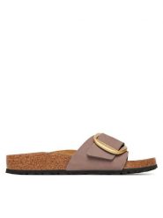 Birkenstock Klapki Madrid Big Buckle 1030517 Różowy. Czerwone klapki damskie Birkenstock, bez wzorów, z nubiku, bez obcasa, bez zapięcia. Za 539.99 zł.