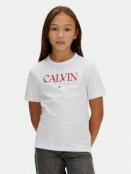Calvin Klein Jeans T-Shirt IG0IG03060 Biały Regular Fit. Białe koszulki i t-shirty dziewczęce Calvin Klein Jeans, bez wzorów, z bawełny, bez kołnierzyka, bez ramiączek. Za 149.99 zł.