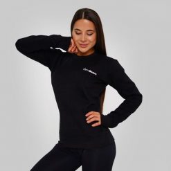 Bluza damska fitness regular fit czarna Basic. Czarne bluzy damskie GYMBEAM, m, bez wzorów, z bawełny, bez kaptura. Za 85.90 zł.