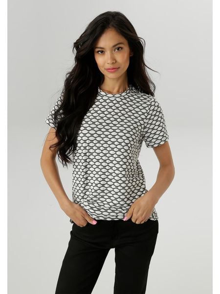 Aniston Koszulka w kolorze antracytowo-białym rozmiar: 42. Czarne koszulki damskie Aniston, bez wzorów, bez kołnierzyka, bez ramiączek. Za 61.17 zł.