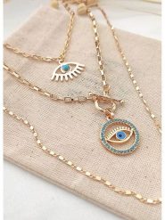 Atelier MIU Pozłacany naszyjnik z zawieszką - dł. 50 cm rozmiar: onesize. Niebieskie naszyjniki damskie atelier MIU, z cyrkonią, pozłacane. Za 100.75 zł.