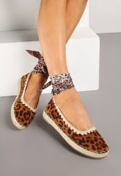 Panterkowe Espadryle z Plecioną Podeszwą i Wiązaniem Wokół Kostki Cyntavia. Espadryle damskie Born2be, bez wzorów, bez obcasa. Za 99.99 zł.