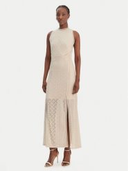 Guess Sukienka koktajlowa W6GK16 K2953 Beżowy Slim Fit. Brązowe sukienki damskie Guess, z aplikacjami, z syntetyku, bez ramiączek. Za 859.99 zł.