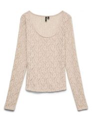 Vero Moda Bluzka w kolorze beżowym rozmiar: S. Brązowe bluzki damskie Vero Moda, s, bez wzorów, z koronki, bez kołnierzyka, bez ramiączek. Za 99.95 zł.