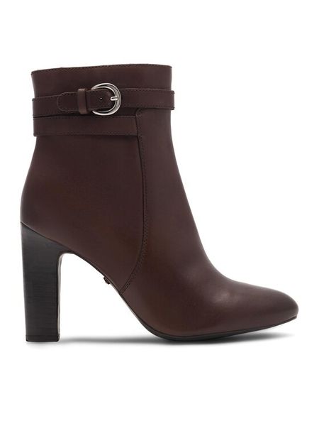 Gino Rossi Botki HESTIA-110439 Brązowy. Brązowe botki damskie Gino Rossi, ze skóry, bez obcasa, na słupku, bez zapięcia. Za 399.99 zł.