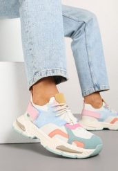Niebiesko-Białe Sneakersy Streetwearowe na Podeszwie z Tłoczeniami i Rzepem Zilanne. Niebieskie obuwie sportowe damskie Born2be, z jeansu, bez zapięcia. Za 109.99 zł.