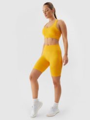 4F Legginsy krótkie bezszwowe treningowe damskie - pomarańczowe M/L. Brązowe legginsy sportowe damskie 4F, l, bez wzorów, z dzianiny, z podwyższonym stanem, na fitness i siłownię. W wyprzedaży za 39.99 zł.